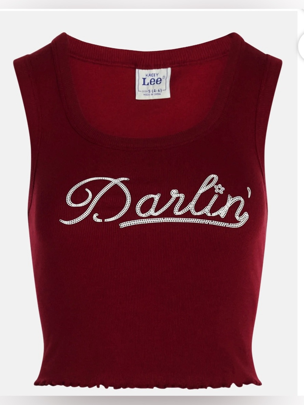 Kacey Lee Musgraves Darlin Graphic Ribbed Crop Tank Top XL NWT